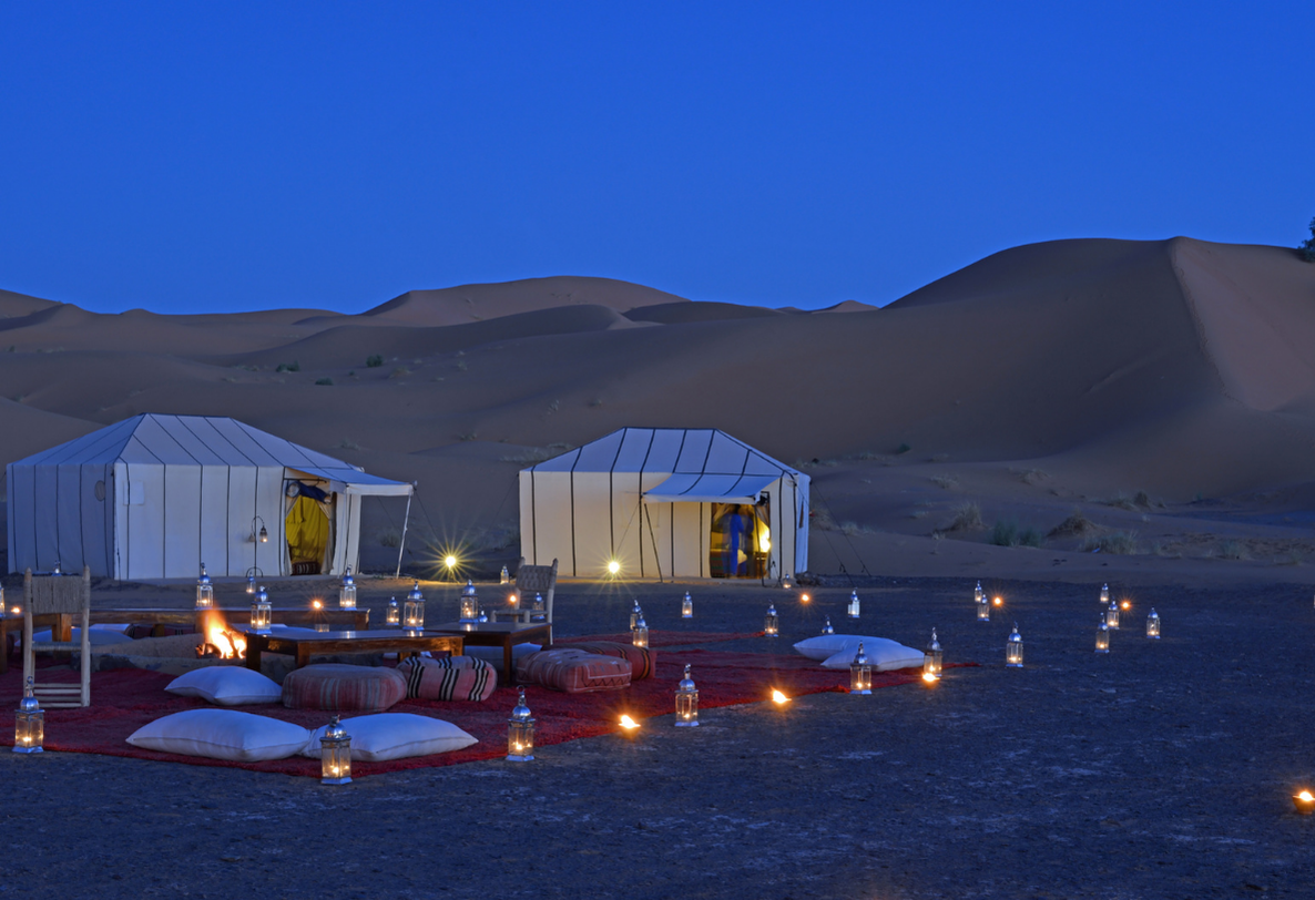 Merzouga sand dunes at sunset