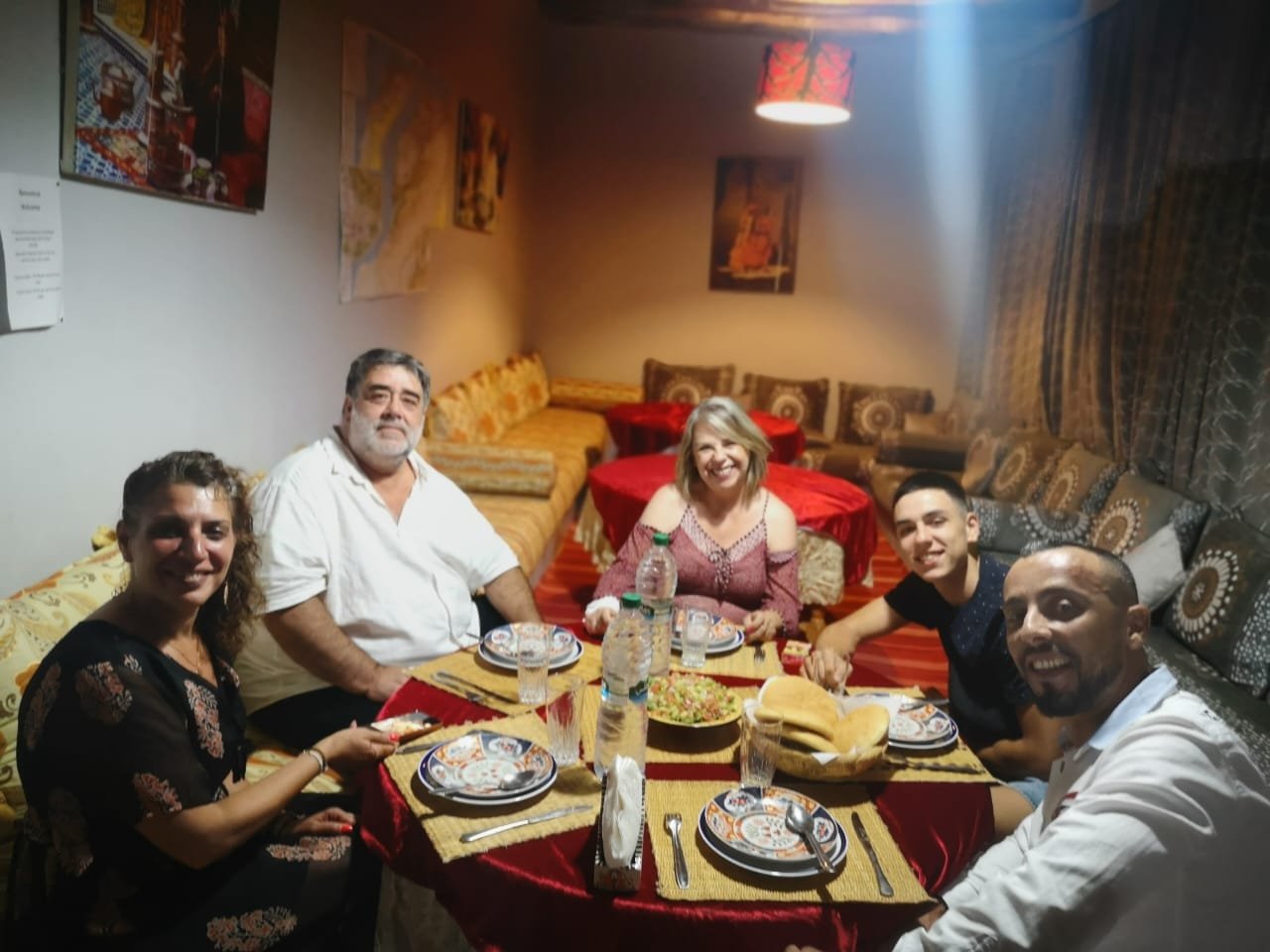 Zagora desert landscape with camel caravan